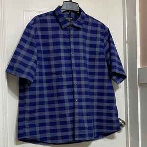 Claiborne Blue and Gray Checkered Men's Shirt